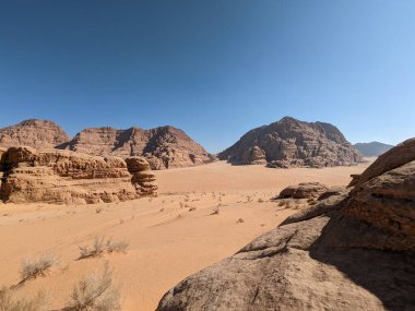 Wadi Rum Desert, Jordan. The red desert and Jabal Al Qattar mountain.Where some famous movies where shot,Star Wars,Lawrence of Arabia.