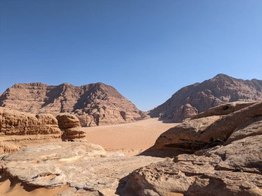 Wadi Rum Desert, Jordan. The red desert and Jabal Al Qattar mountain.Where some famous movies where shot,Star Wars,Lawrence of Arabia.