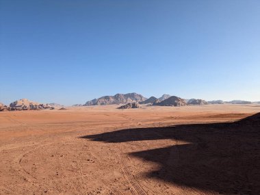 Wadi Rum Desert, Jordan. The red desert and Jabal Al Qattar mountain.Where some famous movies where shot,beautiful panorama scenic landscape view,beautiful sand dunes and sharp rocky mountains