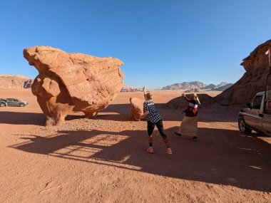Wadi Rum Desert, Jordan. The red desert and Jabal Al Qattar mountain.Where some famous movies where shot,beautiful panorama scenic landscape view,beautiful sand dunes and sharp rocky mountains