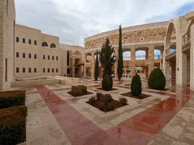 Irbid, Ürdün-29 Ocak 2023: Ürdün Bilim ve Teknoloji Üniversitesi, Irbid 'te, Ürdün' deki Irbid Teknoloji Üniversitesi öğrencileri için güzel bir kampüs