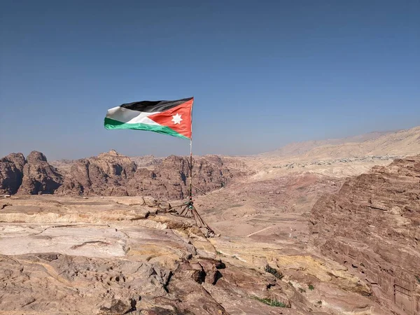 stock image Desert landscape near ad-deir at beautiful sunset in Petra ruin and ancient city of Nabatean kingdom, Jordan, Arab, Asia, UNESCO World Heritage Site