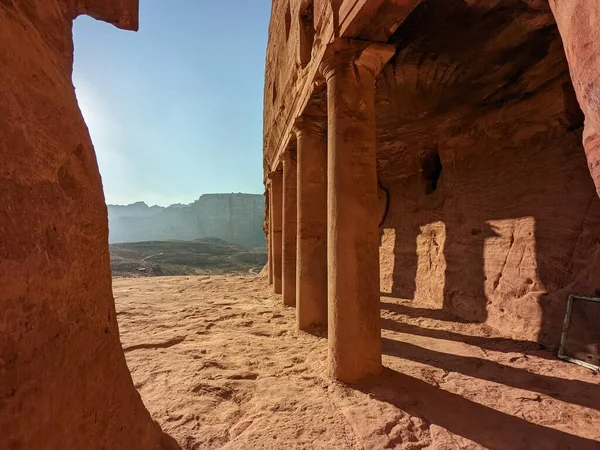 Desert Landscape Deir Beautiful Sunset Petra Ruin Ancient City Nabatean — Φωτογραφία Αρχείου