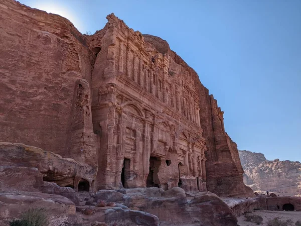 Desert Landscape Deir Beautiful Sunset Petra Ruin Ancient City Nabatean — 스톡 사진