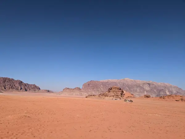 stock image Wadi Rum Desert, Jordan. The red desert and Jabal Al Qattar mountain.Where some famous movies where shot,Star Wars,Lawrence of Arabia.