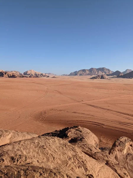 Wadi Rum Desert Jordan Red Desert Jabal Qattar Mountain Some — Fotografia de Stock