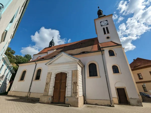 Bilina Tsjechië Juli 2023 Bilina Historisch Centrum Met Fonteinen Kasseien — Stockfoto