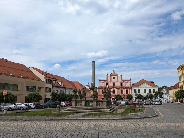 Miasto Pisek Pejzaż Miejski Historyczne Centrum Miasta Panorama Lotu Ptaka — Zdjęcie stockowe