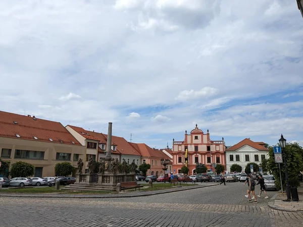 Bilina Republika Czeska Lipca 2023 Bilina Historyczne Centrum Miasta Fontannami — Zdjęcie stockowe