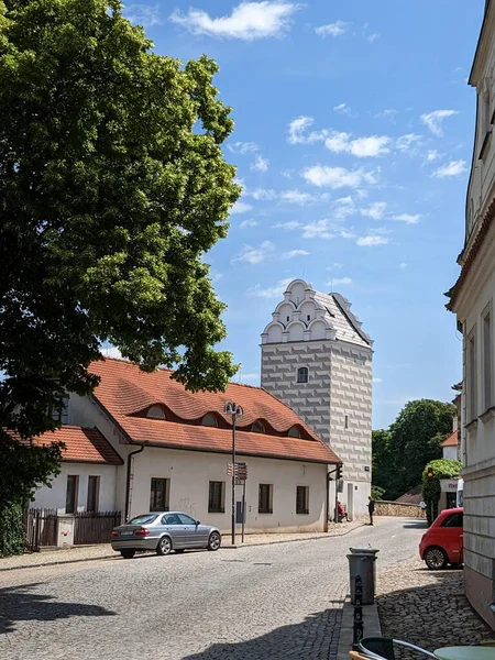 Güney Bohemya Eski Kasaba Meydanı Olan Tabor Tarihi Şehir Merkezi — Stok fotoğraf