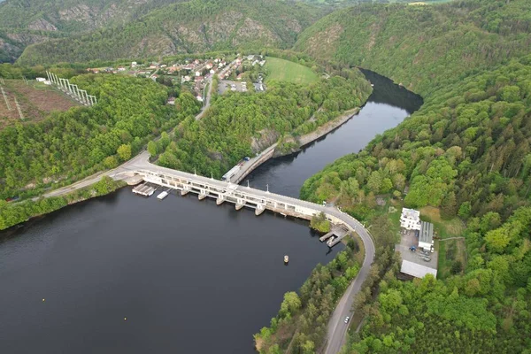 Embalse Slapy Una Presa Río Moldava República Checa Cerca Del — Foto de Stock