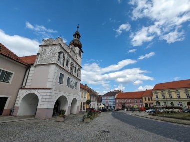 Volyne, Çek Cumhuriyeti-18 Temmuz 2023: Volyne Town salon tarihi şehir merkezi ve eski kasaba meydanı manzarası, Çek Cumhuriyeti, Avrupa