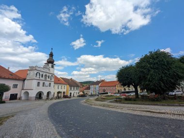 Volyne, Çek Cumhuriyeti-18 Temmuz 2023: Volyne Town salon tarihi şehir merkezi ve eski kasaba meydanı manzarası, Çek Cumhuriyeti, Avrupa