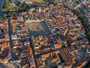 Ceske Budejovice tarihi şehir merkezi ve eski kasaba meydanı, şehir manzarası, Çek Cumhuriyeti, Avrupa