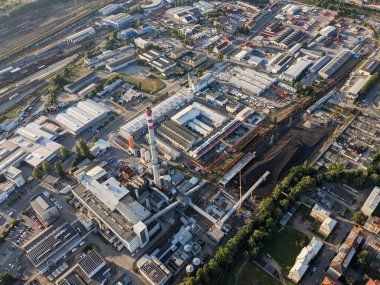 Ceske Budejovice tren istasyonu ve lokomotif platformları şehir merkezi, Çek Cumhuriyeti, Avrupa