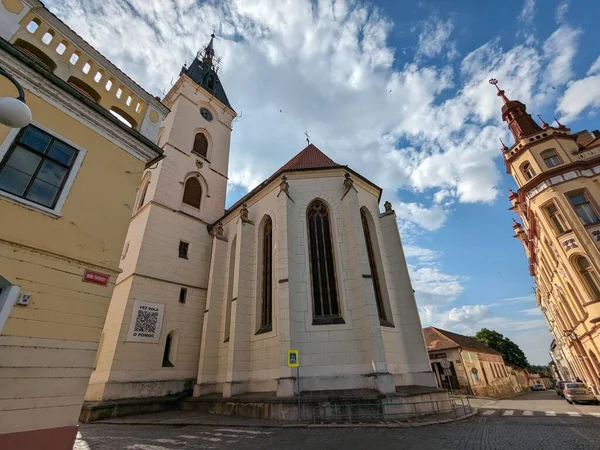 Vodnany Tsjechië Juli 2023 Vodnany Kathedraal Historisch Centrum Oude Stadsplein — Stockfoto