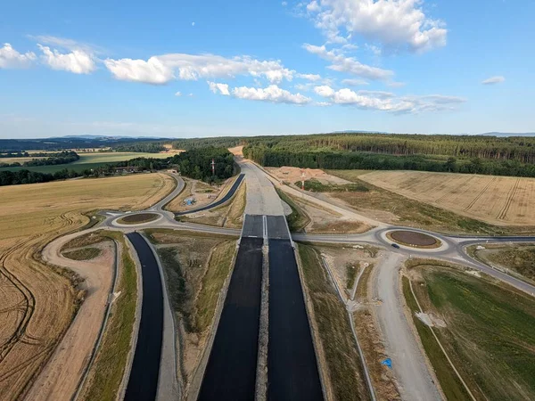 Construction New Highway Speed Road Construction Work Bridges Modern Infrastructure — Stock Photo, Image