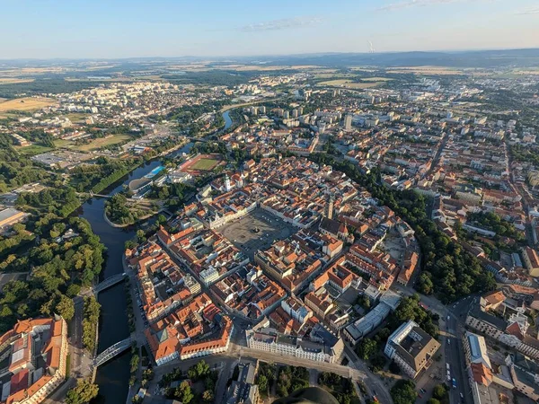 Letecké Panorama Českých Budějovic Historického Centra Staroměstského Náměstí Městské Krajiny — Stock fotografie
