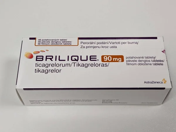 Praga República Checa Mayo 2023 Farmacia Brilique Ticagrelor Principio Activo — Foto de Stock