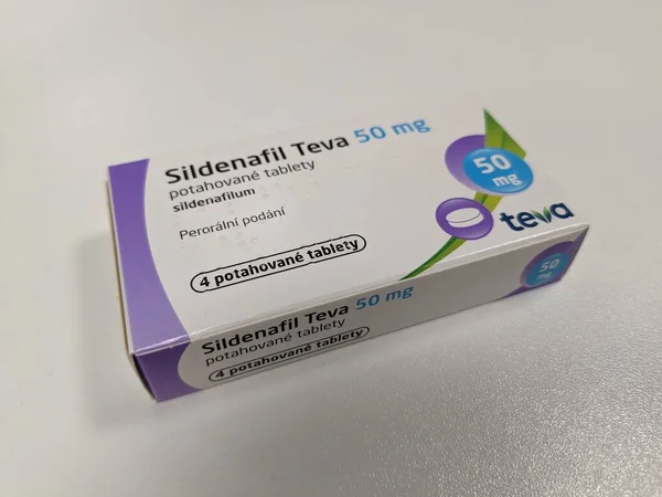 Medicamento Genérico Sildenafil Diversos Productores Producido Originalmente Por Pfizer Bajo — Foto de Stock