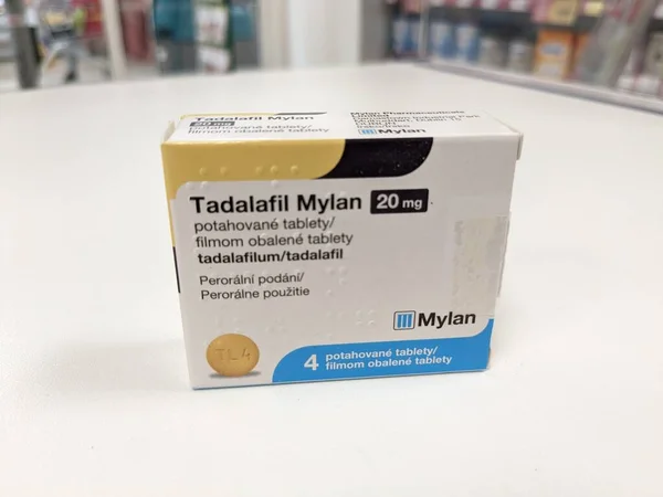 stock image Cialis under generics drug name Tadalafil,used as an erectile dysfunction treatment and enlarged prostate therapy,active substance Tadalafil