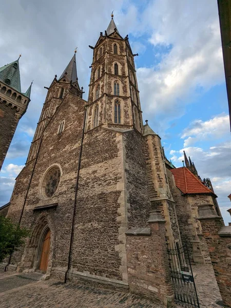 stock image Kolin,Czech republic-July 16 2023:Kolin town historical city center and Cathedral with bell towers,panorama view