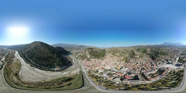 Berat Albania City Osum River Aerial Panorama Landscape View Historical — Stock Photo, Image