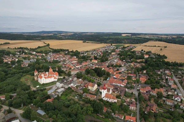 Cervena Recice Kasteel Panoramisch Uitzicht Vanuit Lucht Tsjechisch Stadsgezicht Vysocina — Stockfoto