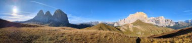 Dolomite Alpleri, Canazei, Piz Boe, Col Rodella, Passo Sella, Sella Grupe, Trentino, Sudtirol, Dolomitler, İtalya, İtalya, hava manzarası,