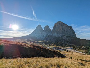 Dolomite Alpleri, Canazei, Piz Boe, Col Rodella, Passo Sella, Sella Grupe, Trentino, Sudtirol, Dolomitler, İtalya, İtalya, hava manzarası,