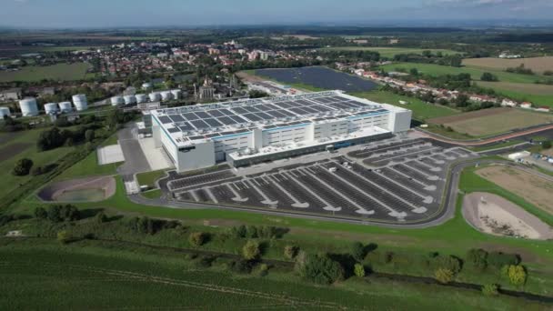 Moderna Distribuição Logística Centro Aéreo Drone Vista Zona Logística Industrial — Vídeo de Stock