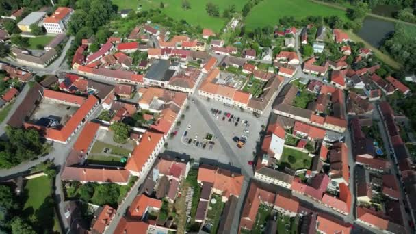 Baworow Historyczne Stare Cygańskie Miasto Widok Panoramiczny Lotu Ptaka Czechy — Wideo stockowe