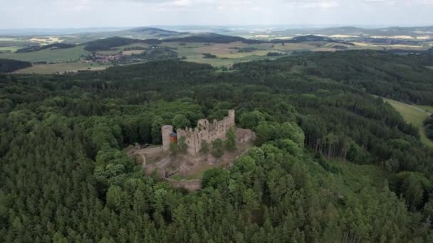 Helfenburk Ustek Republika Czeska Lipca 2023 Średniowieczne Ruiny Zamku Helfenburg — Wideo stockowe