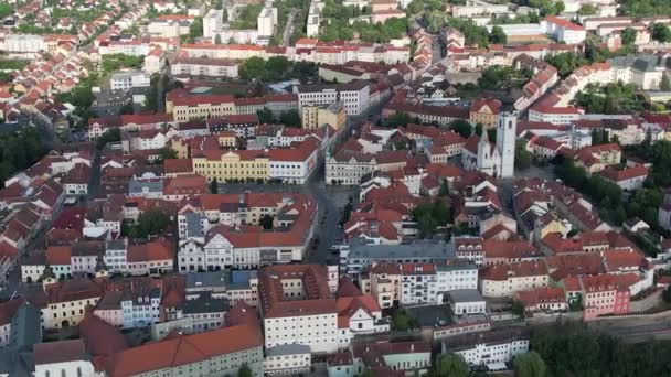 Pisek Town Cityscape Historical City Center Aerial Panorama Landscape View — Stock Video