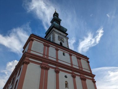 Kare, sütun ve katedrali, Polna kalesi ve kiliseleri, panorama manzara manzarası, Çek Cumhuriyeti, Avrupa