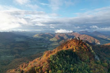 Slovakia Mountains aerial panorama landscape view between Zilina Bytca Brada,Povazska Bystrica landmark clipart