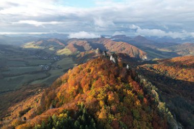 Slovakia Mountains aerial panorama landscape view between Zilina Bytca Brada,Povazska Bystrica landmark clipart