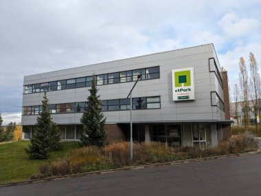 Humpolec, Czech republic - November 11, 2023:Humpolec ctPARK .Czech factory warehouses and production plant by D1 highway-CTP park clipart