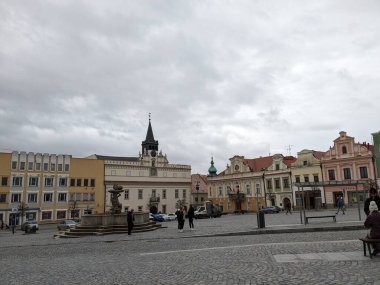 Havlickuv Brod, Çek Cumhuriyeti - 11 Temmuz 2022: Çeşmeli Havlickuv Brod tarihi şehir meydanı, Vysocina bölgesi