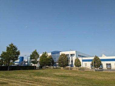 Kolin, Çek Cumhuriyeti-14 Temmuz 2023: Foxconn şirketi, bu bölgedeki büyük teknoloji şirketi ve işvereni, büyük üretim fabrikası ve lojistik merkezi deposu