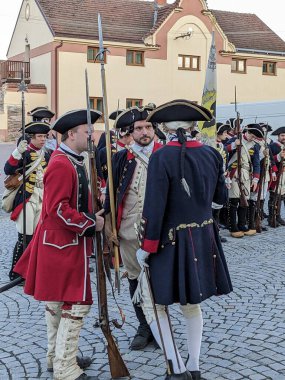 Prag, Çek Cumhuriyeti 6 Mayıs 2025: Çek Cumhuriyeti 'nin Nova Ves köyü yakınlarında Kolin Muharebesi' nin (1757) canlandırılması..