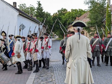 Prag, Çek Cumhuriyeti 6 Mayıs 2025: Çek Cumhuriyeti 'nin Nova Ves köyü yakınlarında Kolin Muharebesi' nin (1757) canlandırılması..