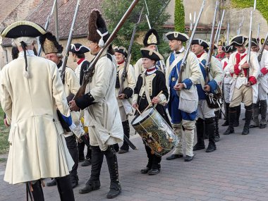 Prag, Çek Cumhuriyeti 6 Mayıs 2025: Çek Cumhuriyeti 'nin Nova Ves köyü yakınlarında Kolin Muharebesi' nin (1757) canlandırılması..