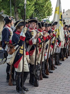 Prag, Çek Cumhuriyeti 6 Mayıs 2025: Çek Cumhuriyeti 'nin Nova Ves köyü yakınlarında Kolin Muharebesi' nin (1757) canlandırılması..