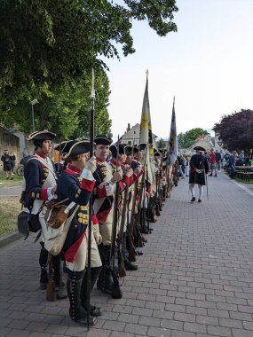 Prag, Çek Cumhuriyeti 6 Mayıs 2025: Çek Cumhuriyeti 'nin Nova Ves köyü yakınlarında Kolin Muharebesi' nin (1757) canlandırılması..