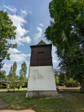 Podebrady tarihi şehir ve Labe Nehri Kalesi, Chateau Podbrady (Zmek Podbrady) Çek Cumhuriyeti, manzaralı hava manzarası manzarası