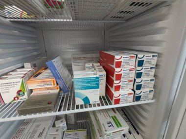 Prag, Çek Cumhuriyeti - 20 Ocak 2024: Ozempic Box. Ozempik ilacın Çek versiyonu. Çek Cumhuriyeti 'nde diyabet tedavisi. Bir paket semaglutid. Diyabet ilacı. Bazen kilo vermek için kullanılıyor.