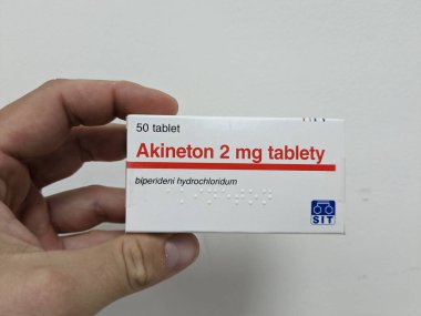 Prag, Çek Cumhuriyeti-6 Aralık 2024: SIT tarafından Akineton, Parkinson hastalığı ve uyuşturucu kaynaklı ekstrapilamidal semptomların tedavisinde kullanılan BIPERIDEN içerir..