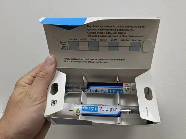 stock image Prague,Czech republic- July 22 2024:box trulicity 1,5 mg Eli lilly insulin self injections pen. Czech republic,European union