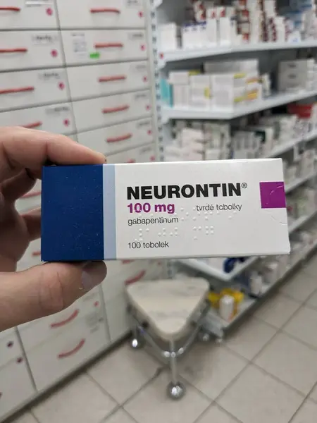 stock image Prague,Czech republic-June 17 2024: Neurontin box of medication with Gabapentin active substance by Pfizer,used for treatment of Epilepsy,Neuropathic pain,Anxiety disorders